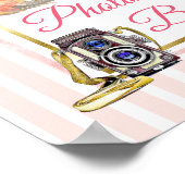 ピンクの花の写真ブース結婚式看板ポスター ポスター (角)