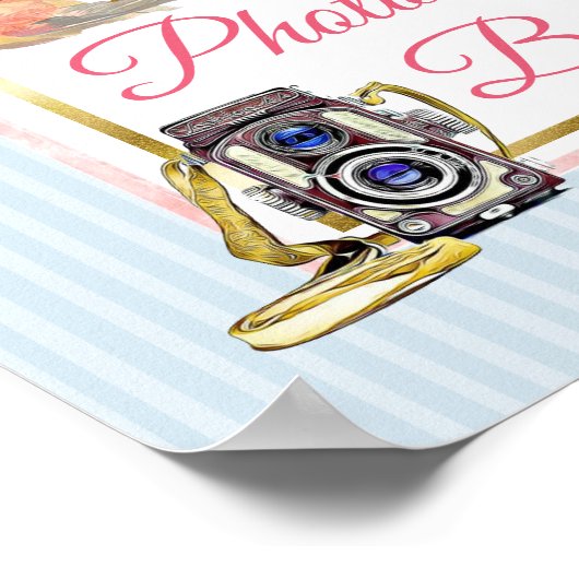 ピンクの花の写真ブース結婚式看板ポスター ポスター (角)