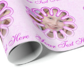 ピンクの花の写真及びカスタムの文字の包装紙 ラッピングペーパー (ロールコーナー)