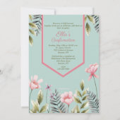 ピンクの花の写真確認招待状 招待状 (裏面)