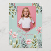 ピンクの花の写真確認招待状 招待状 (正面/裏面)