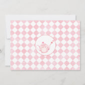 ピンクの花の写真 アリスインワンダーランド 1歳の誕生日 招待状 (裏面)