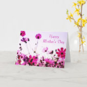ピンクの花の分野 カード (黄色い花)
