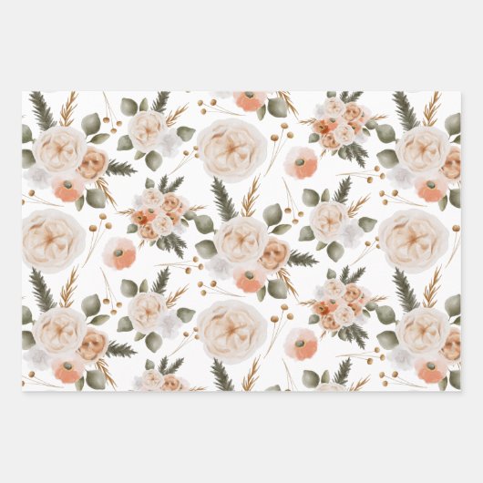 ピンクの花の包装紙シート ラッピングペーパーシート (正面2)