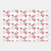 ピンクの花の包装紙セット ラッピングペーパーシート (正面3)