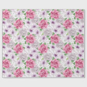 ピンクの花の包装紙 ラッピングペーパー (フラット)