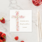 ピンクの花の十字架の堅信 スタンダードカクテルナプキン (インサイチュ)