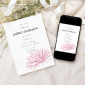 ピンクの花の卒業パーティー招待状 招待状