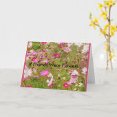 ピンクの花の友情の分野 カード (黄色い花)
