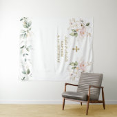 ピンクの花の双子の女の子 1歳の誕生日と洗礼 タペストリー (インサイチュ(横))