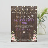 ピンクの花の古い納屋のストリングライト After I DO BBQ 招待状 (スタンド正面)