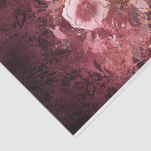 ピンクの花の古い金ゴールドとブルゴーニュヴィンテージ 薄葉紙 (詳細)