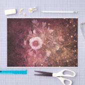 ピンクの花の古い金ゴールドとブルゴーニュヴィンテージ 薄葉紙 (クラフト)