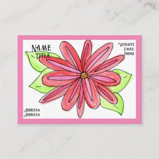 ピンクの花の名刺 名刺 (正面)