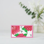 ピンクの花の名刺 名刺 (スタンド正面)