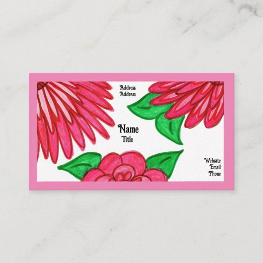 ピンクの花の名刺 名刺 (正面)