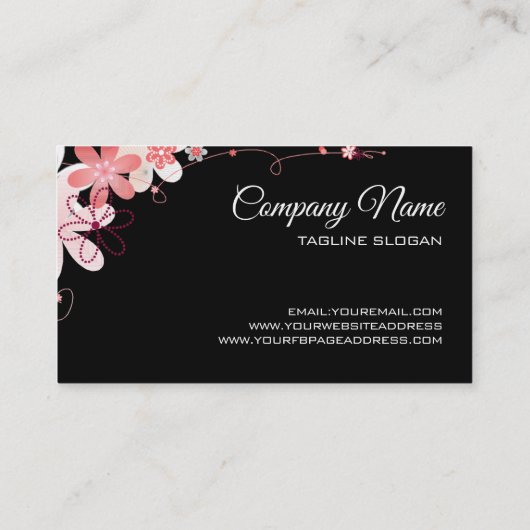 ピンクの花の名刺 名刺 (裏面)