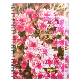 ピンクの花の咲く模様 – やわらかなボタニカルデザイン ノートブック