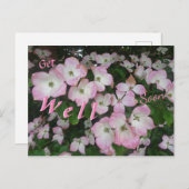 ピンクの花の回復おめでとうポストカード ポストカード (正面/裏面)