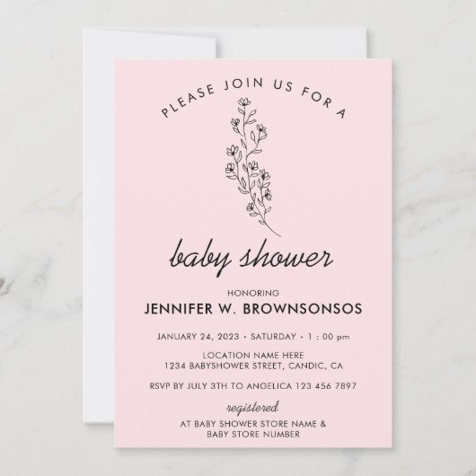 ピンクの花の夏の秋ご参加ください 招待状 (正面)