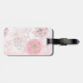 ピンクの花の多肉性イラストレーション夏のパターン ラゲッジタグ (裏面横)