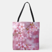 ピンクの花の大きなトート トートバッグ (正面)