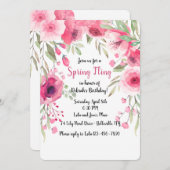 ピンクの花の天蓋招待状 招待状 (正面/裏面)