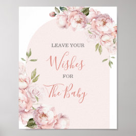 ピンクの花の女の子のベビーに離れ開花あなたの願い ポスター