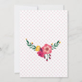 ピンクの花の女の子の1歳の誕生日パーティー 招待状 (裏面)