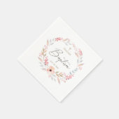 ピンクの花の女の子洗礼 スタンダードカクテルナプキン (角)
