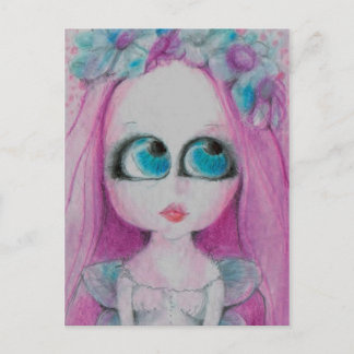 ピンクの花の妖精が静かに願ってブリア ポストカード