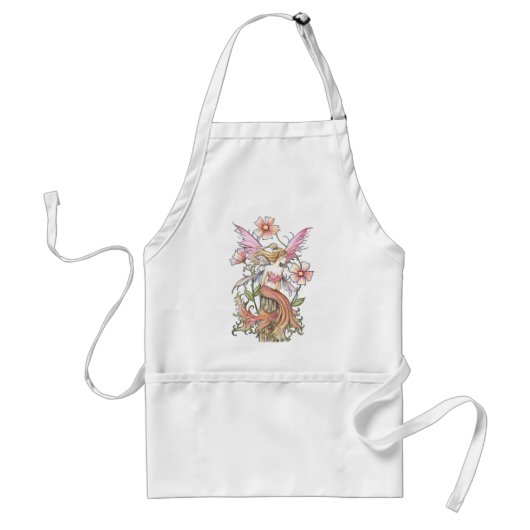 ピンクの花の妖精アート スタンダードエプロン (正面)