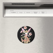 ピンクの花の妖精アート マグネット (インサイチュ (食洗機))