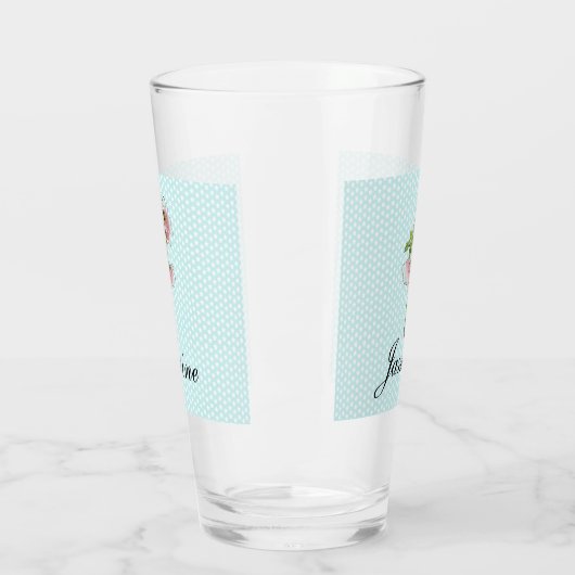 ピンクの花の妖精パーソナライズされた タンブラーグラス (左)