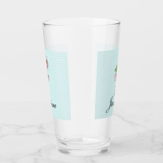 ピンクの花の妖精パーソナライズされた タンブラーグラス (右)