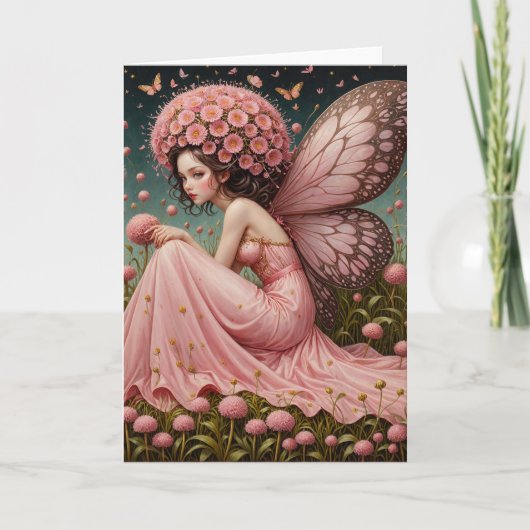 ピンクの花の妖精 カード (正面)