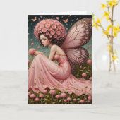 ピンクの花の妖精 カード (黄色い花)