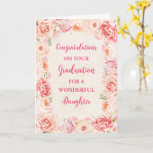 ピンクの花の娘さん卒業おめでとう カード (黄色い花)
