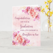 ピンクの花の娘を法学卒業 カード (黄色い花)