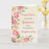 ピンクの花の娘を法学卒業 カード (黄色い花)