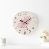 ピンクの花の子供部屋の子供部屋は一流の柱時計を加えます ラージ壁時計 (ホーム)