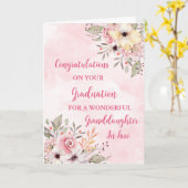 ピンクの花の孫娘が法学卒業 カード (黄色い花)