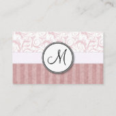 ピンクの花の小束はモノグラムと及び縞で飾ります 名刺 (裏面)