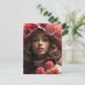 ピンクの花の少女 ポストカード (スタンド正面)