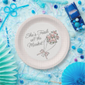 ピンクの花の市場　フレッシュ・フローラル・ブライダルシャワー ペーパープレート (パーティー)