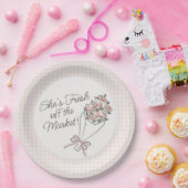 ピンクの花の市場　フレッシュ・フローラル・ブライダルシャワー ペーパープレート (パーティー)