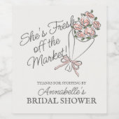 ピンクの花の市場 フレッシュ フローラル ブライダル シャワー ワインラベル (シングルラベル)