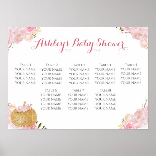 ピンクの花の座席表 ポスター (正面)