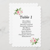 ピンクの花の座席表。夏の庭園の結婚式 招待状 (正面/裏面)