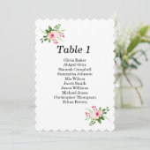 ピンクの花の座席表。夏の庭園の結婚式 招待状 (スタンド正面)